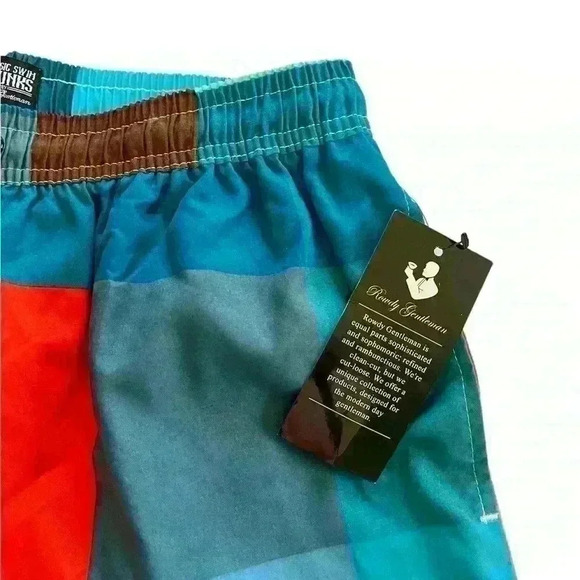 Rowdy Gentleman Block Parties Swim Trunks in Blue, NWT, Size Large - Picture 4 of 12